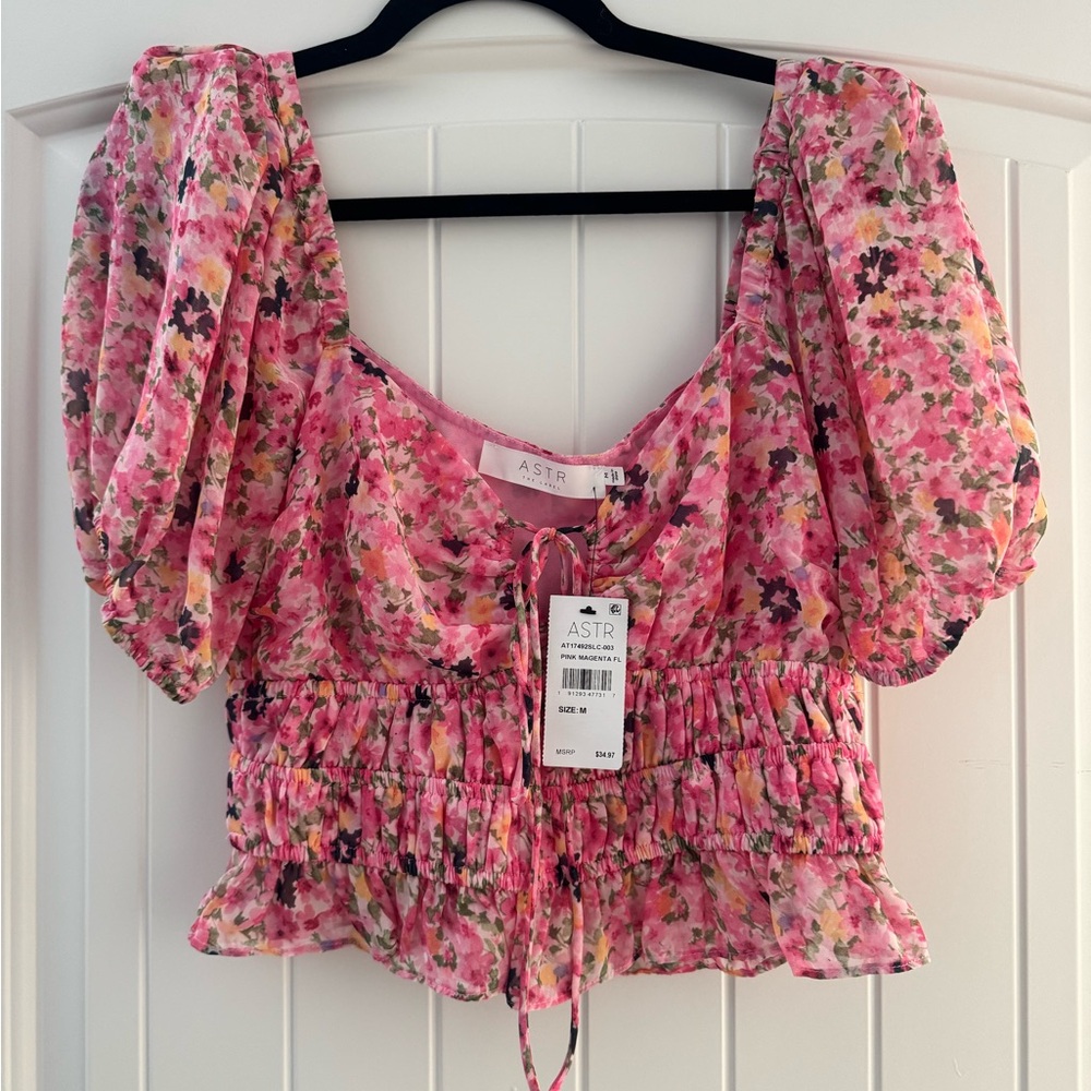 Astr Pink Floral Blouse
